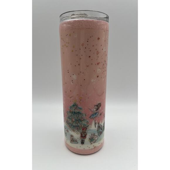 unmarked Other - Pink Ballerina Nutcracker Ballet Christmas Themed Glitter 20oz Tumbler with Lid